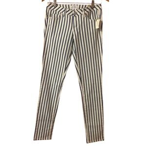 Aeropostale Blue and White Striped Women Jeans 3/4